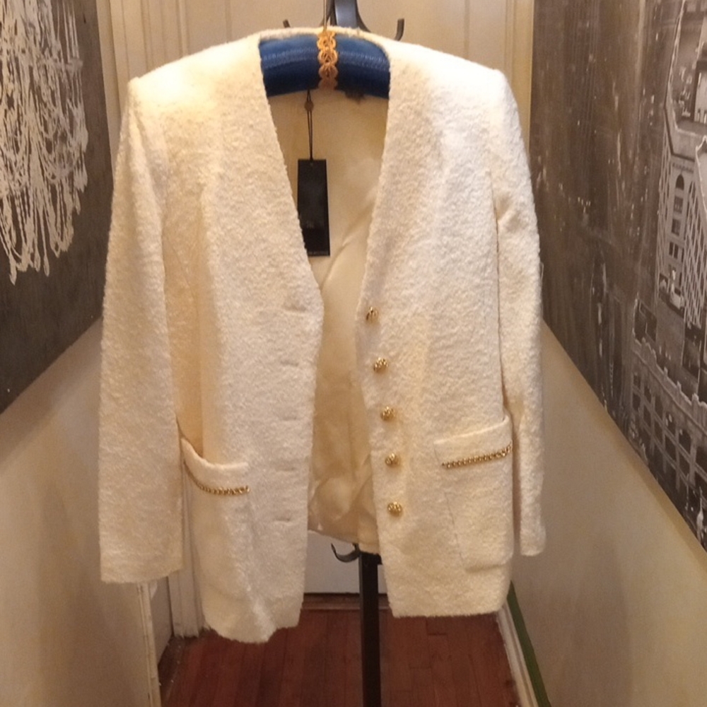 Kobi Halperin Cream Blazer with Gold Accents